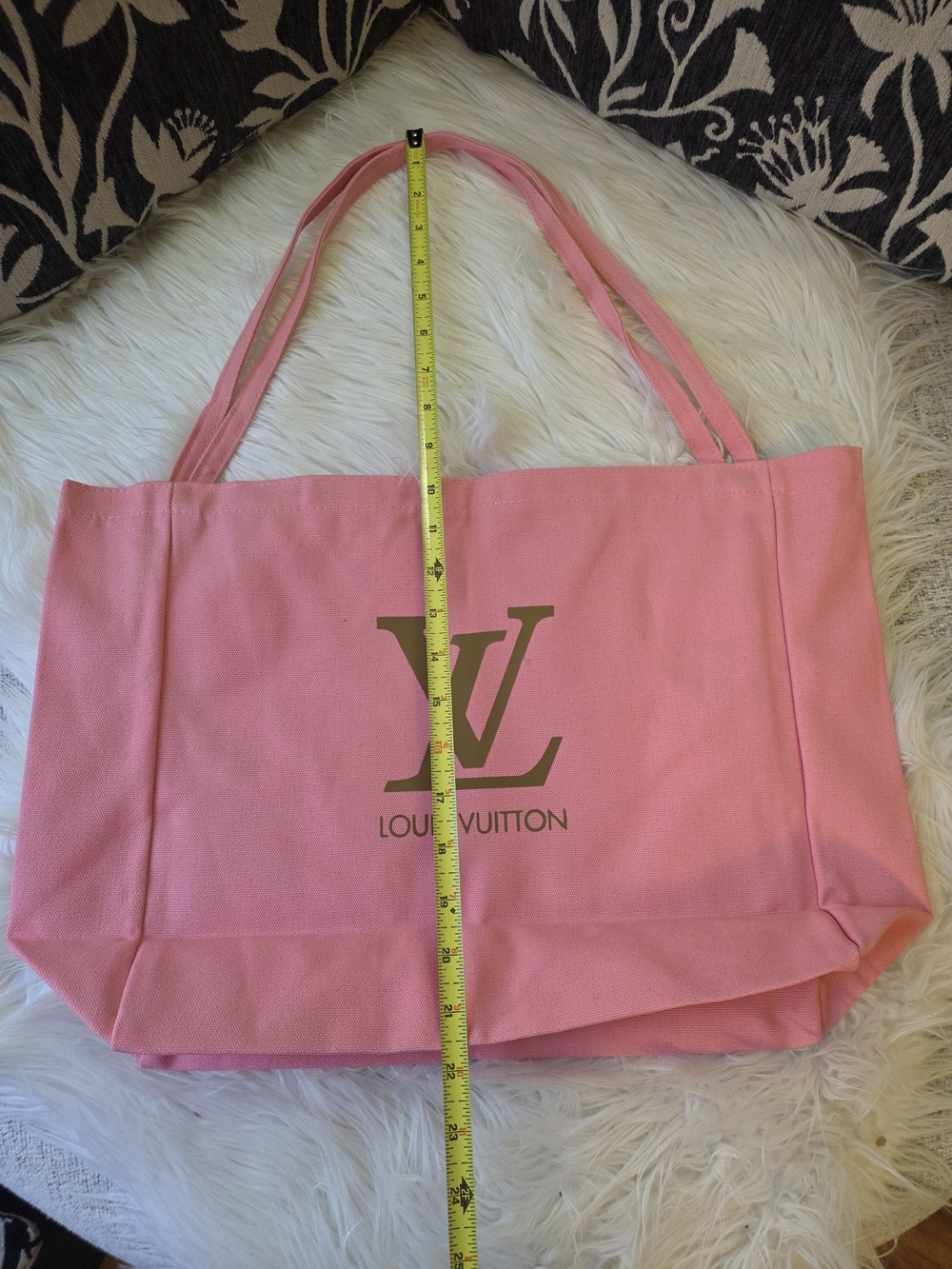 Pink Canvas Tote Bag With Slim Handles - Picture 5 of 9